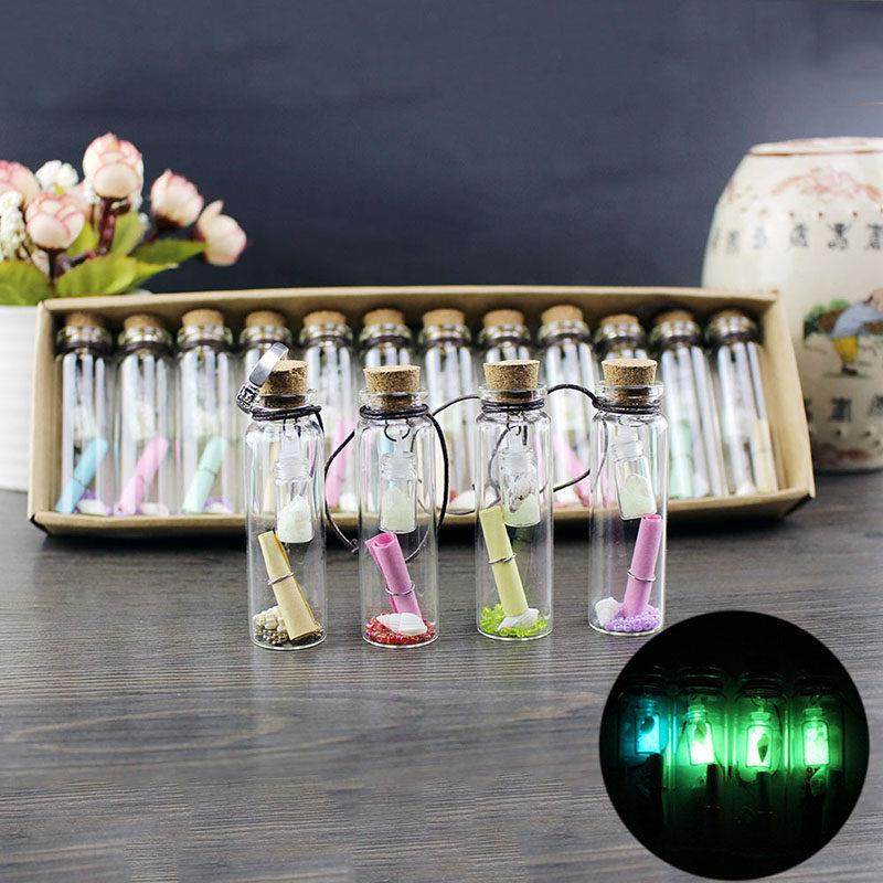 包邮一盒12只高亮夜光石DIY许愿瓶荧光漂流瓶木塞玻璃瓶创意礼物