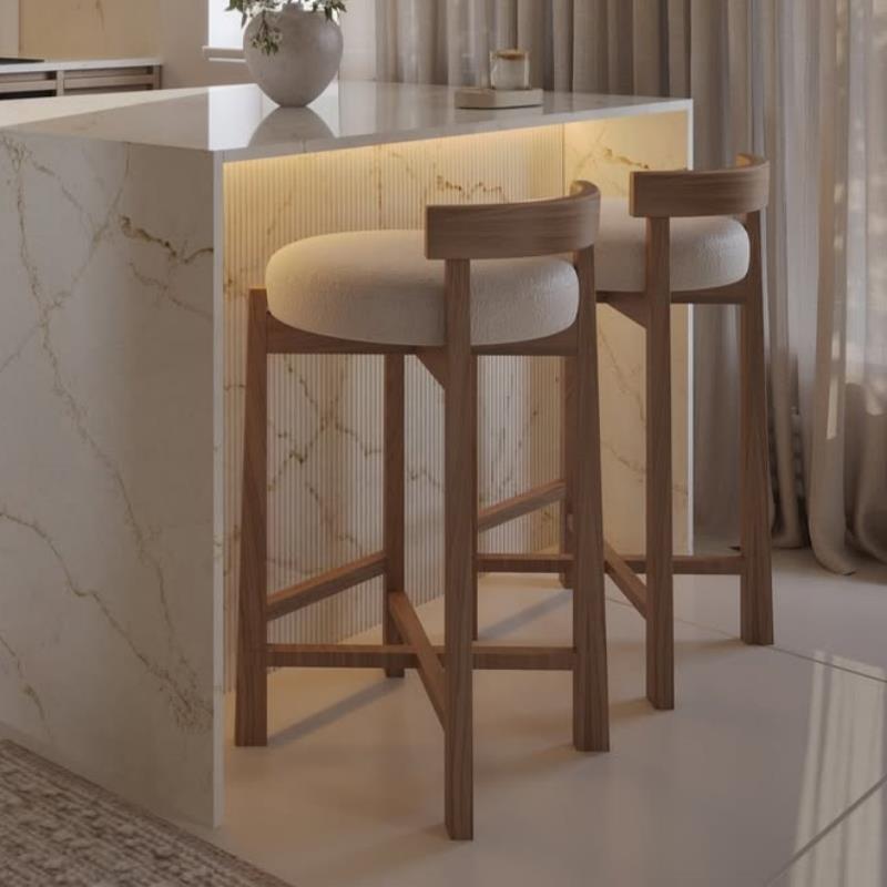 北欧实木吧台椅子家用现代简约高脚椅轻奢吧台凳高脚凳前台酒吧椅