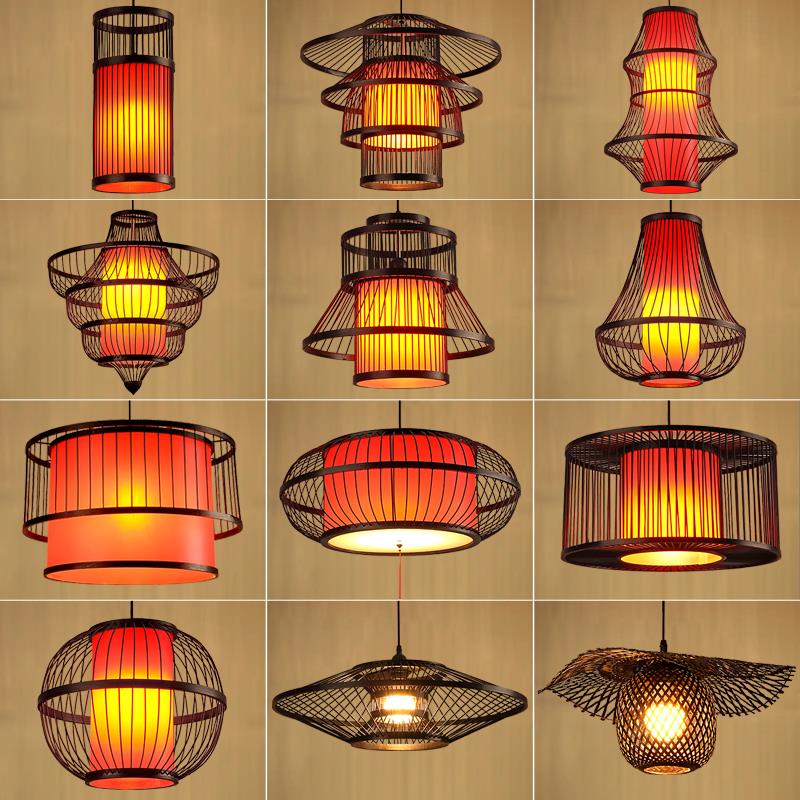 定制竹编灯笼中式古风吊灯火锅店酒店餐厅餐饮店复古黑色竹艺灯罩