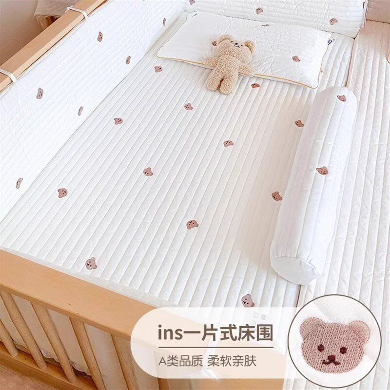 婴儿床围栏软包防撞婴幼儿童专用拼接E床纯棉A类ins挡布可拆洗围