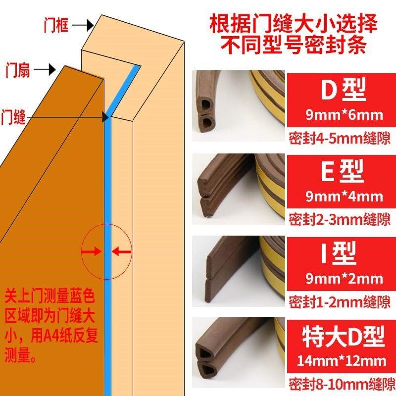 新品门框门条型条自粘静音隔音胶条F防盗条防撞密封防风门窗门缝
