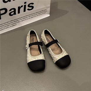 43春秋款 女鞋 宽胖脚软底豆豆鞋 平底晚晚风温柔单鞋 胖mmz鞋 大码