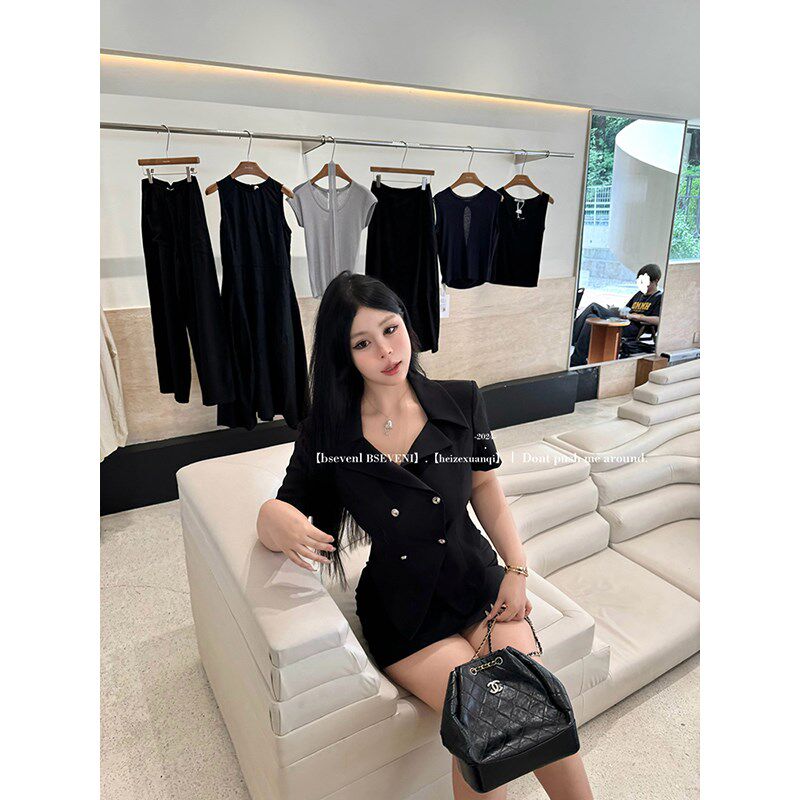 黑泽玄七套装2024夏季新款微胖显瘦遮肉气质高T级感职业两件套女