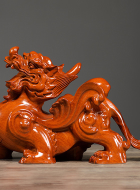 花梨木雕貔貅摆件一对实木质客厅A玄关公司办公室店铺开业工艺礼