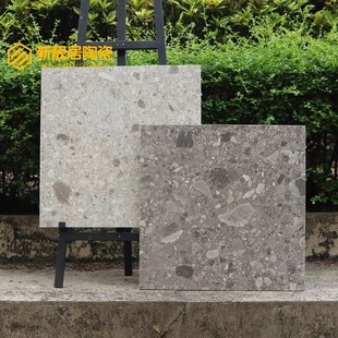 全瓷大颗粒水磨石瓷砖600X1200阳台浴室墙砖商场工业风灰色仿古砖