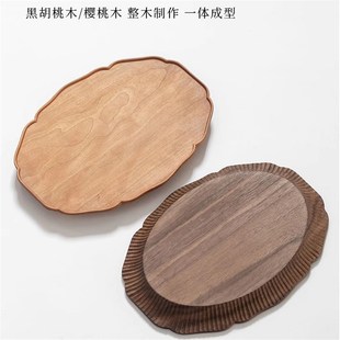 复古创意托盘木质家用茶盘餐盘咖啡厅点心盘收纳盘防烫木盘餐盘