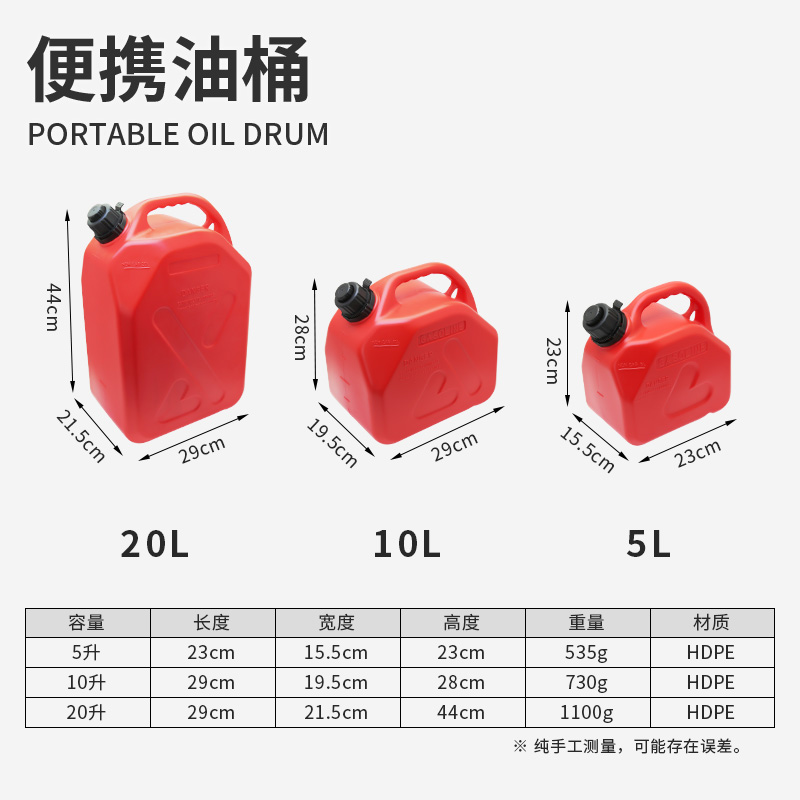 船外机便携油桶防爆防静电汽油桶 汽车摩托车备用油箱塑料加油桶