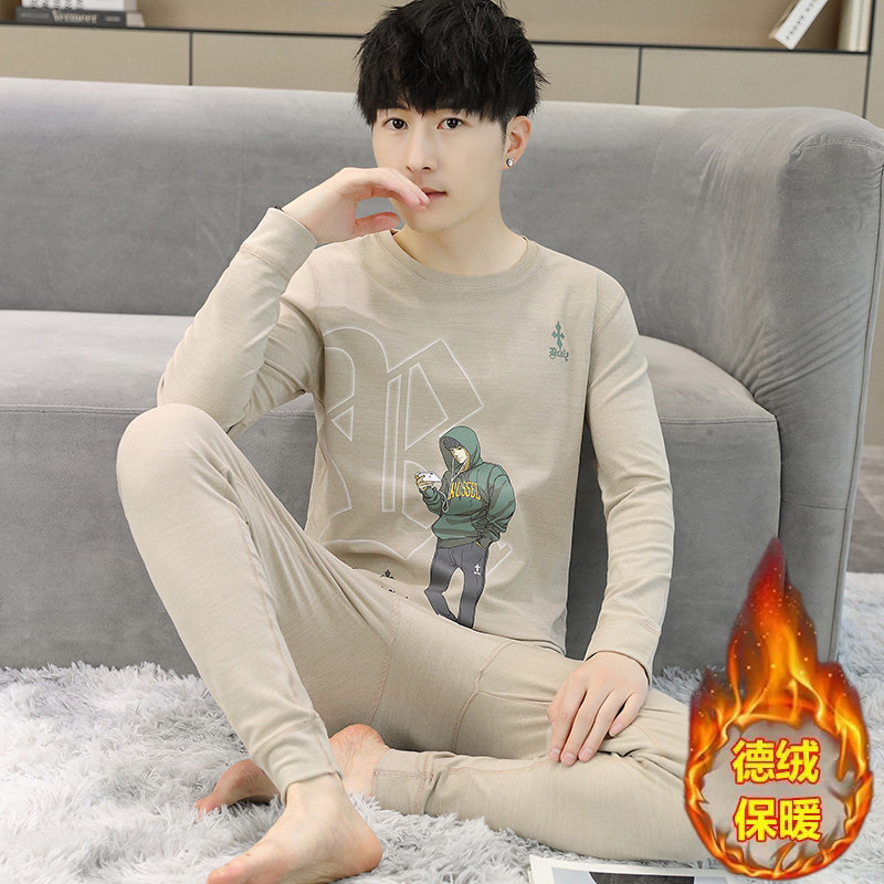 青少年15-18岁男秋衣s卫生裤德绒发热衣裤初高中学生大童打底衫