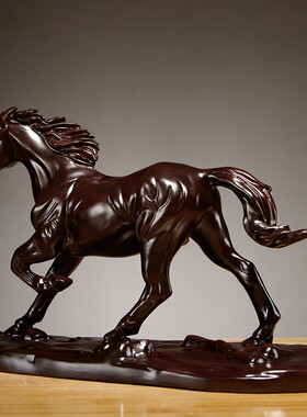 黑檀木马到成功摆件实木质雕v刻生肖马工艺品家居办公室装饰工艺