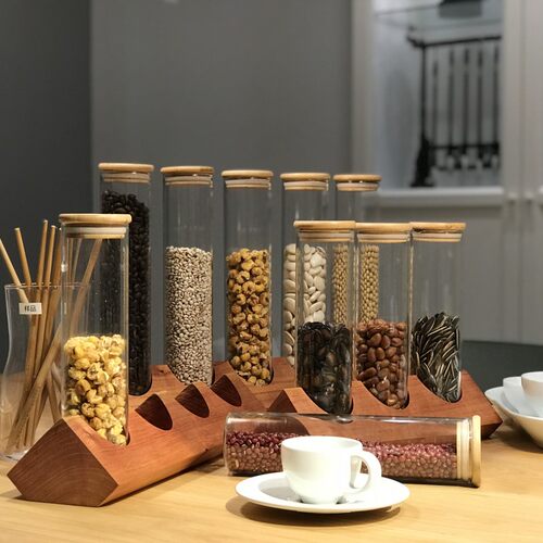 透明玻璃试管架茶叶密封罐展示架餐厅吧台奶O茶店咖啡豆干货储物