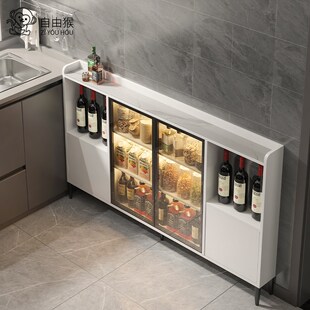 餐边柜超薄15cm白色实木玄关柜20酒柜极窄型25P现代简约厨房30岩