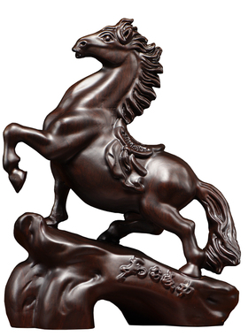 黑檀木雕马摆件实木马到成功新中式家居客厅书房办公桌面装饰礼品