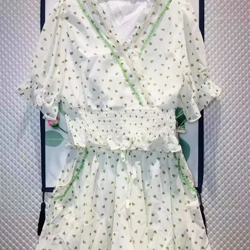 少女套装春夏季新款很仙P的雪纺钉珠套装