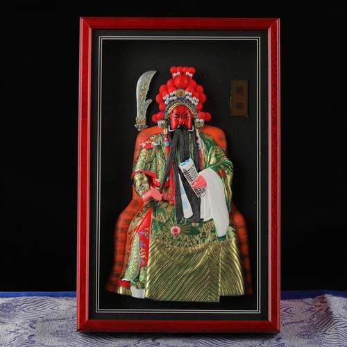 新款特色手工艺品京剧戏曲人物脸谱摆件挂饰天Q津泥人张出国送老