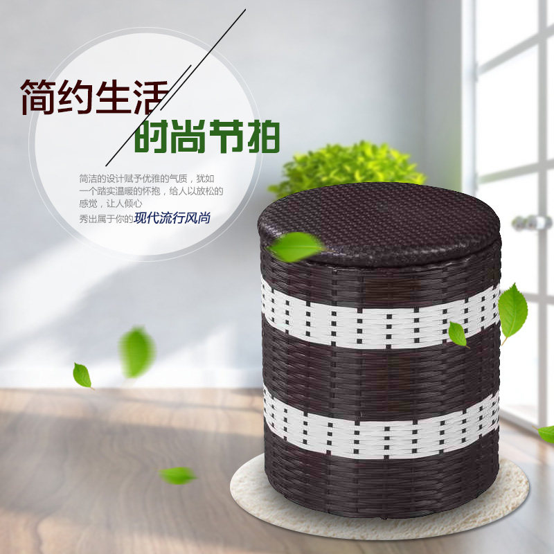 多功能仿藤布g鞋套放置篓杂物筐鞋套箱坐凳换鞋凳收纳箱新品