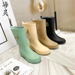 胶鞋 雨鞋 外穿雨天漂亮防水防滑中筒I水靴雨靴女夏季 女时尚 防水 款