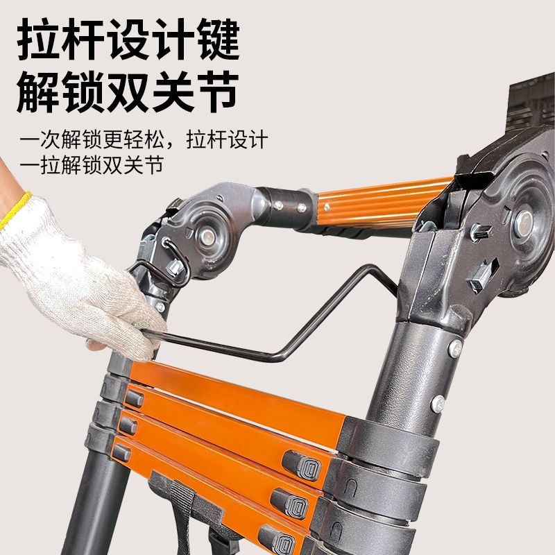 进口多功能伸缩梯室内外梯子碳钢梯架家用折叠梯加厚工程人字