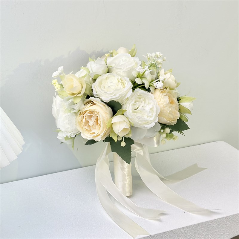 高级感领证手捧花 结婚婚礼新娘伴娘玫瑰仿真花 婚纱摄影拍照假花