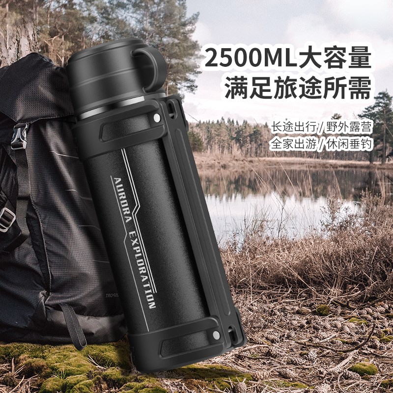 全钢316不锈钢保n温壶小钢炮矮胖水壶户外旅行壶居家热水瓶2L