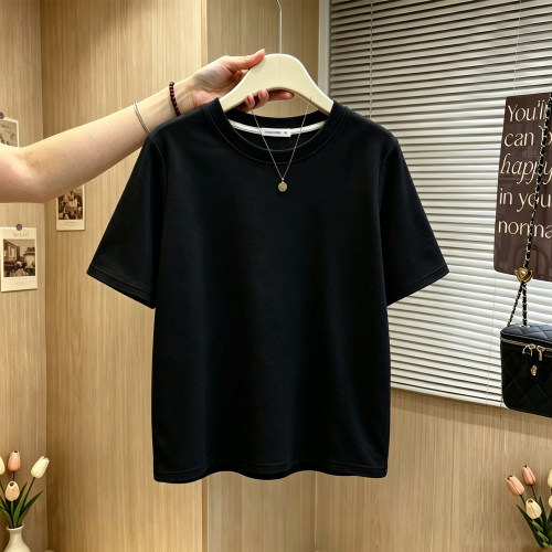 320克加厚重磅磨毛半袖黑色净版