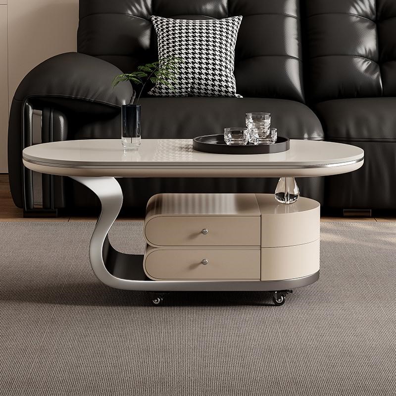 岩板沙发边几小户型茶几轻奢高级感客厅可移动小推车2025带轮子