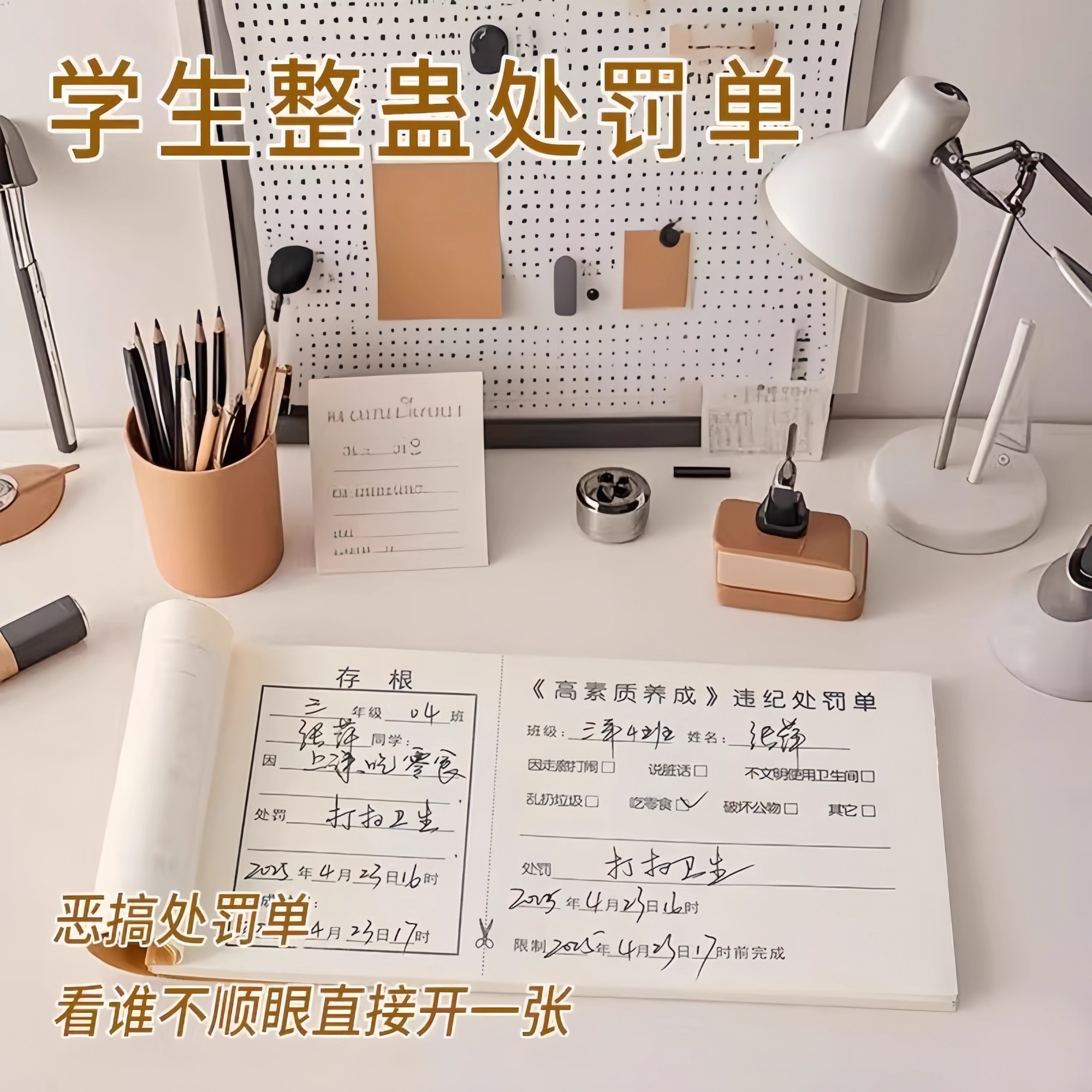 违纪处罚单新版学校学生违反纪律登记表存根版纪律欠条奖罚通知单