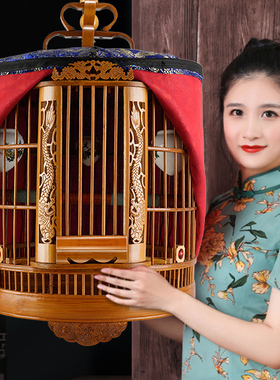 鸟笼竹制画眉八哥鹦鹉专用大号家用全套竹制笼老竹手工精品鸟笼子