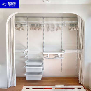 定制金属衣柜框架铁艺钢架铂耐衣帽间上墙衣架五金配件简易家用