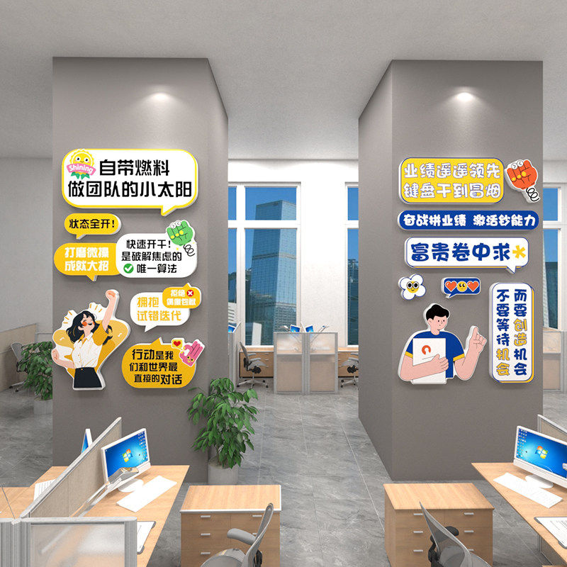 企业公司进门形象文化墙面办公室氛围布置贴纸励志标语柱子装饰画,家居饰品,软装墙贴,淘宝优惠券,粉丝福利购,淘宝优惠卷