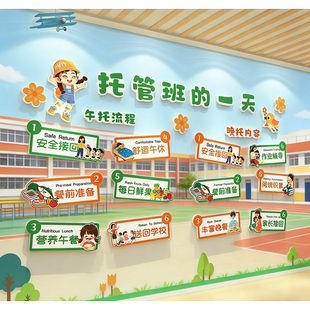 小饭桌早教午托管班墙面装饰幼儿园培训机构环创教育辅导前台文化