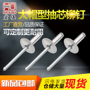柳钉抽芯铆钉大帽沿拉铆钉大头抽芯铝铆钉M3.2拉钉M4铝制拉卯钉M5