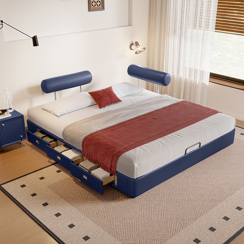 2025新款无床头储物床