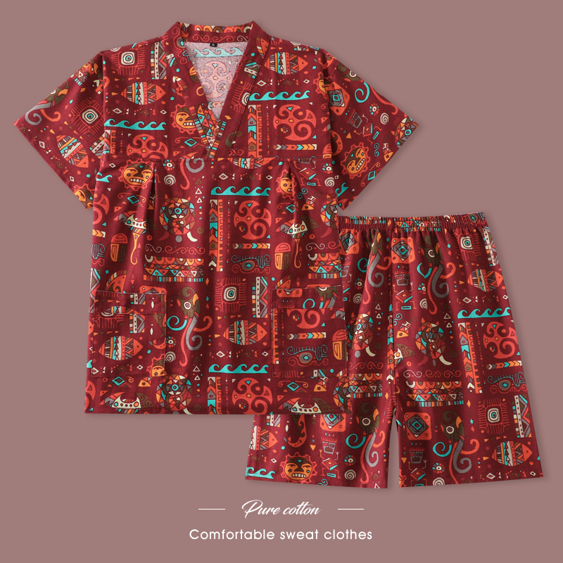 新款汗蒸服女款高档棉麻情侣款家居套装男睡衣桑拿服洗浴服足浴服