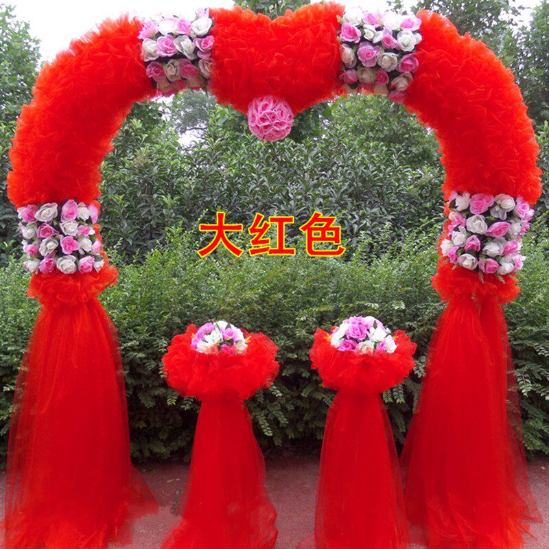 婚庆花门绢花拱门结婚礼花拱门幸福门开业店庆绢花拱门雪纱花门架