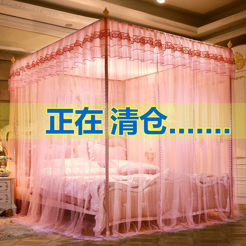 宫廷蚊帐三开门方顶落地加密不锈钢支架1.8/1.5m/1.2米床双人家用