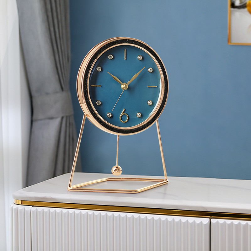 欧式轻奢座钟客厅家m用钟表简约时尚静音摆钟台面创意装饰台钟HD5
