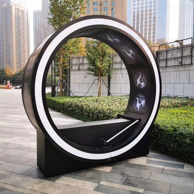 大型网红科技道具户外园林景观装置发电单车动R感能量环游乐设备