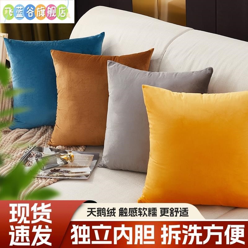 抱枕套不含芯风沙发客厅靠垫纯色护腰靠枕Q床头靠背垫天鹅绒