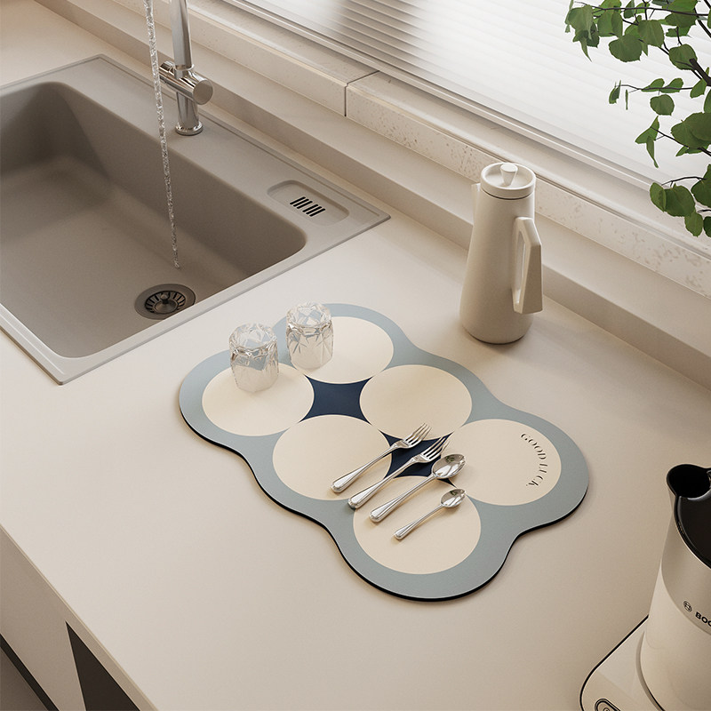 奶油风厨房沥水垫洗漱台台u面吸水垫软硅藻泥垫子餐桌免洗隔热杯,居家布艺,厨房地垫,淘宝优惠券,粉丝福利购,淘宝优惠卷