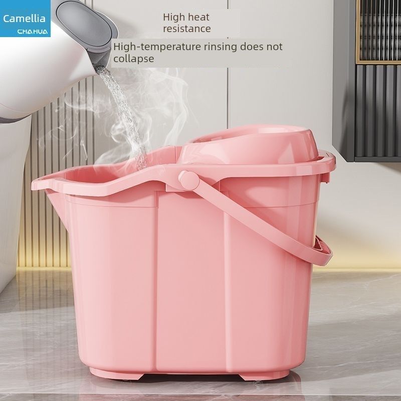 茶花【加厚带轮j】拖把桶塑料家用拖地桶墩布桶单桶脱水桶老式拖