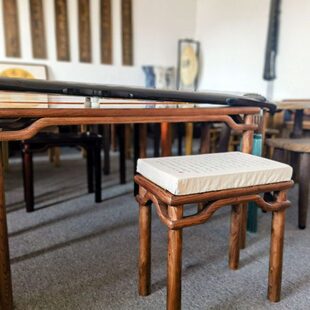 坐垫良宵引减亚麻布扬州回弹好字谱海绵垫的可拆卸古琴古琴桌凳