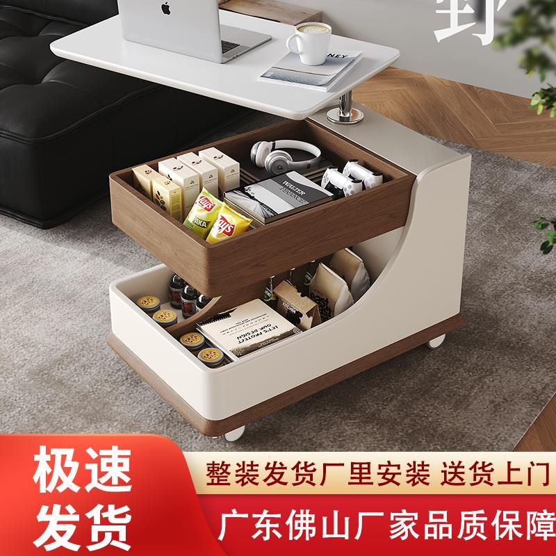 可移动沙发旁边的边几轻奢高级感客厅带轮子推车升降茶桌边柜侧柜