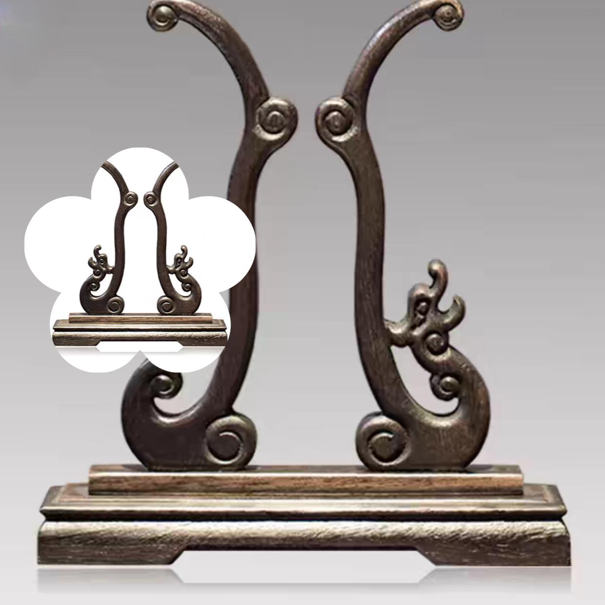 鸡翅木宫扇扇架团扇扇子底座扇子摆件展示架扇托可调拆卸扇子配件