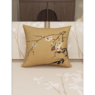 抱枕宋式美学梅竹图中式亚麻靠垫客厅沙发茶椅靠枕腰枕雅致靠枕