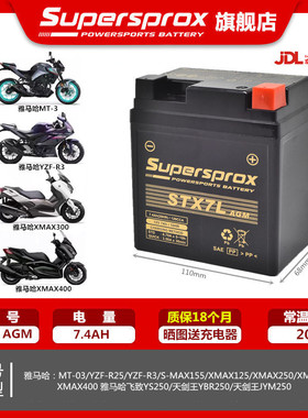适用雅马哈NVX155 XMAX300 NMAX155 MT03 R3 R25 NMAX125电瓶电池