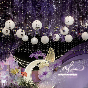 婚庆吊顶装饰灯创意奶白球泡吊串圆球灯婚礼舞台布置商场橱窗美陈