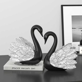 高档感家居玄关酒柜装 软装 饰饰品轻奢电视柜客厅情侣天鹅摆件高级