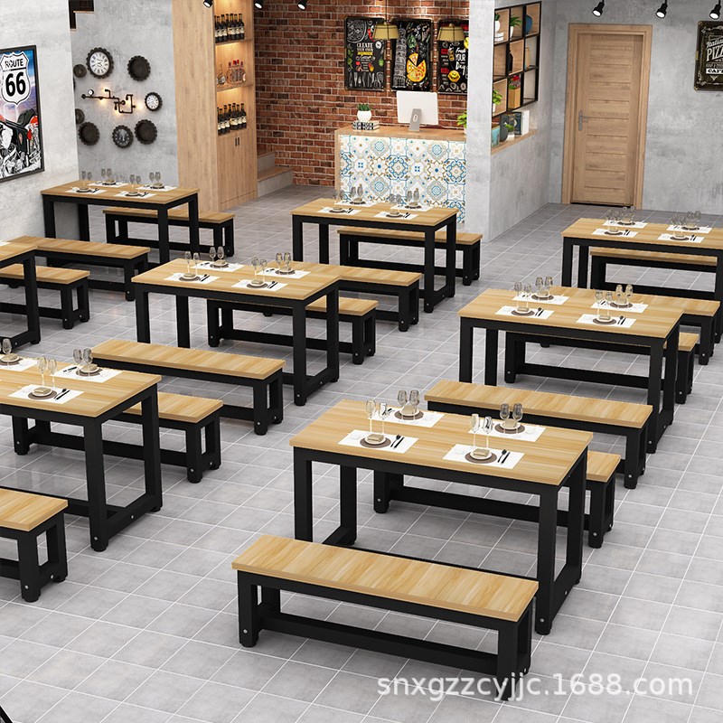 小吃店烧烤餐桌家用食堂饭店快餐桌椅大排档餐馆组合电脑桌长条凳