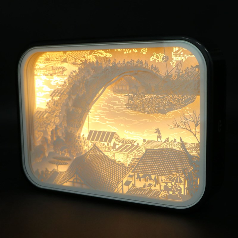 【源头】名画立体纸质纸雕灯清明上河图光影纸雕灯3d镂空纸雕