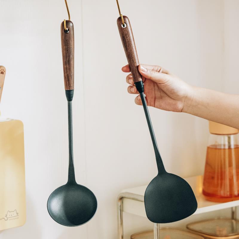 树可胡桃木柄精铁铲勺套装锅铲汤勺厨具家用炒菜铲子食品级耐高温